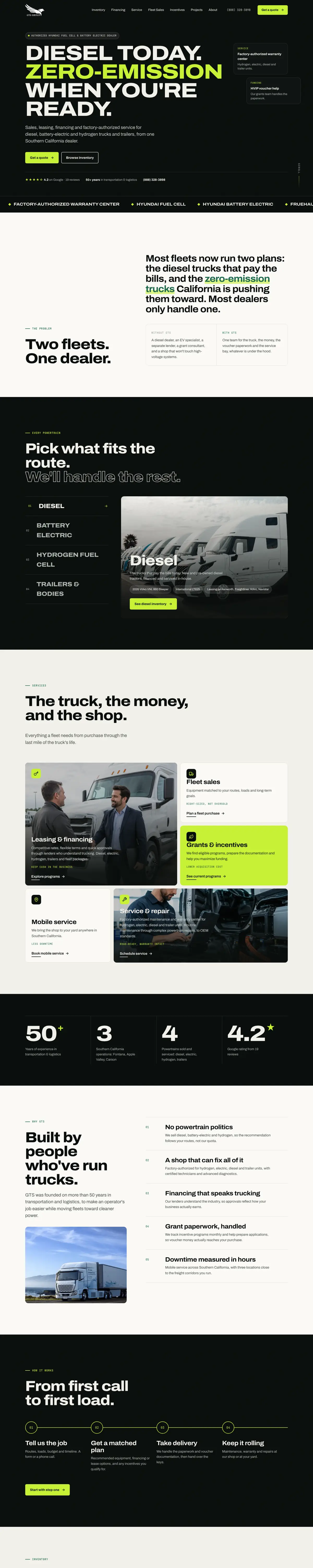 GTS Trucks website, desktop view